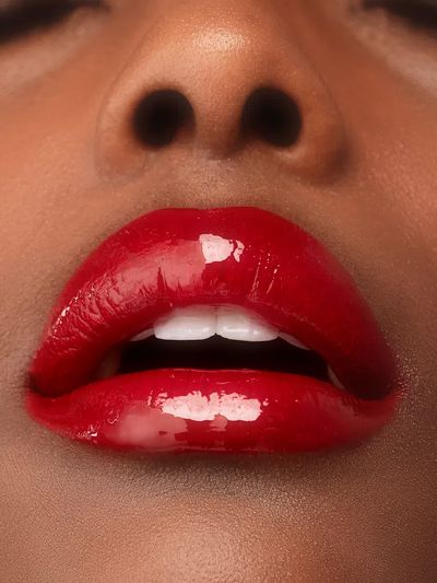 African American woman red lips. poster