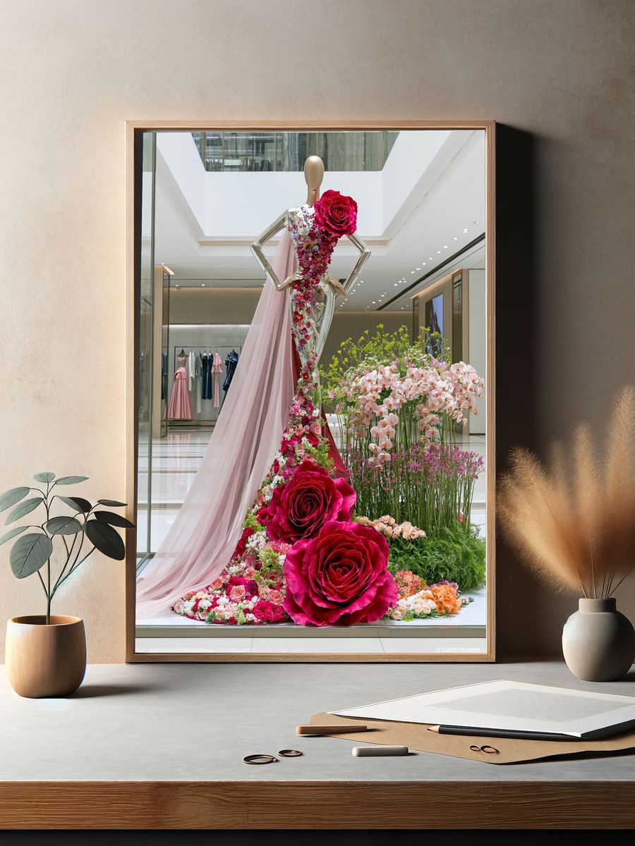 Floral Couture Mannequin Photography Poster. — room view 2