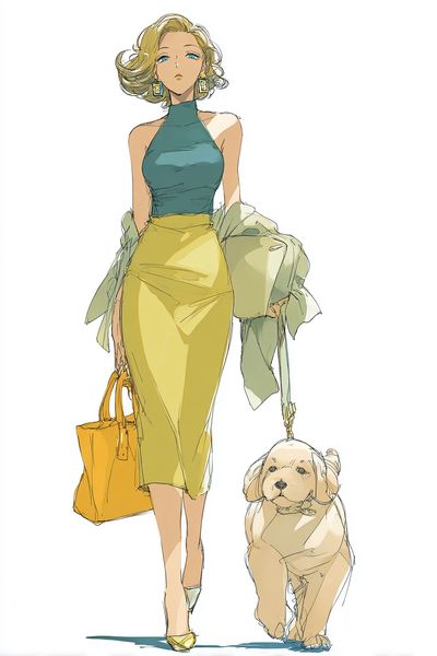 Fashion Woman and Dog Illustration Poster.