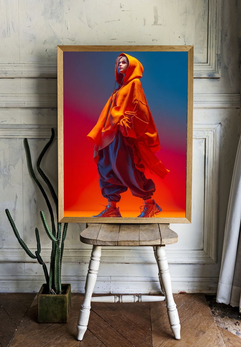 Neon Hoodie Fashion Poster. — room view 1