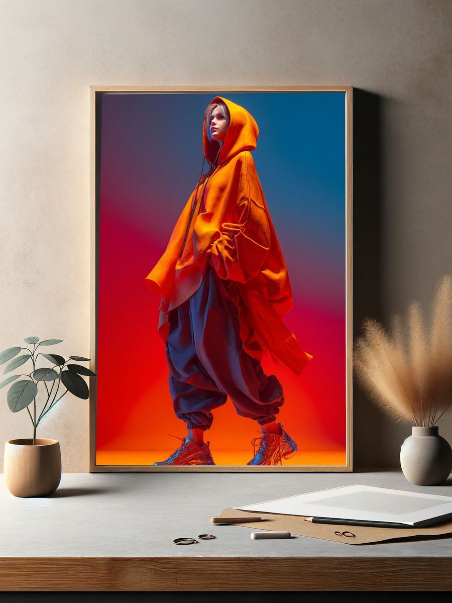 Neon Hoodie Fashion Poster. — room view 2