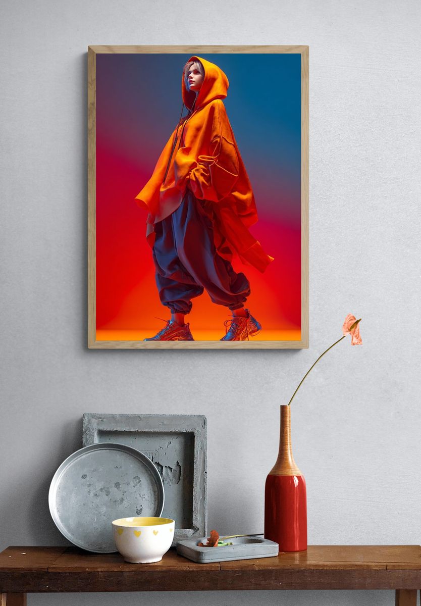 Neon Hoodie Fashion Poster. — room view 3