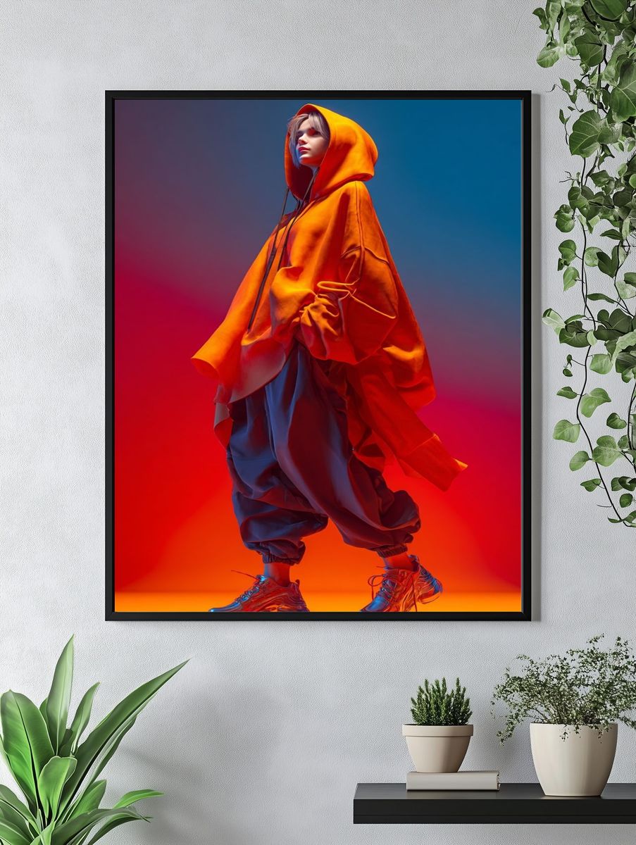 Neon Hoodie Fashion Poster. — room view 4
