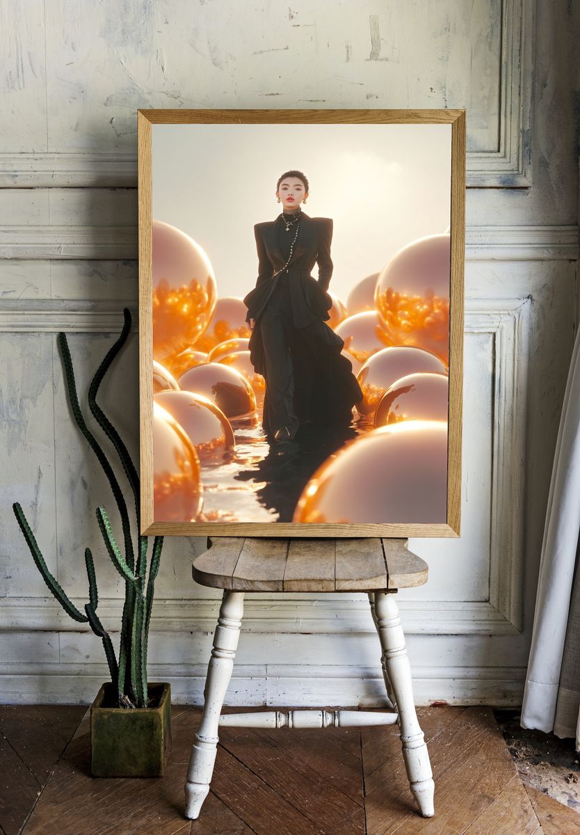 Golden Fashion Portrait Poster. — room view 1