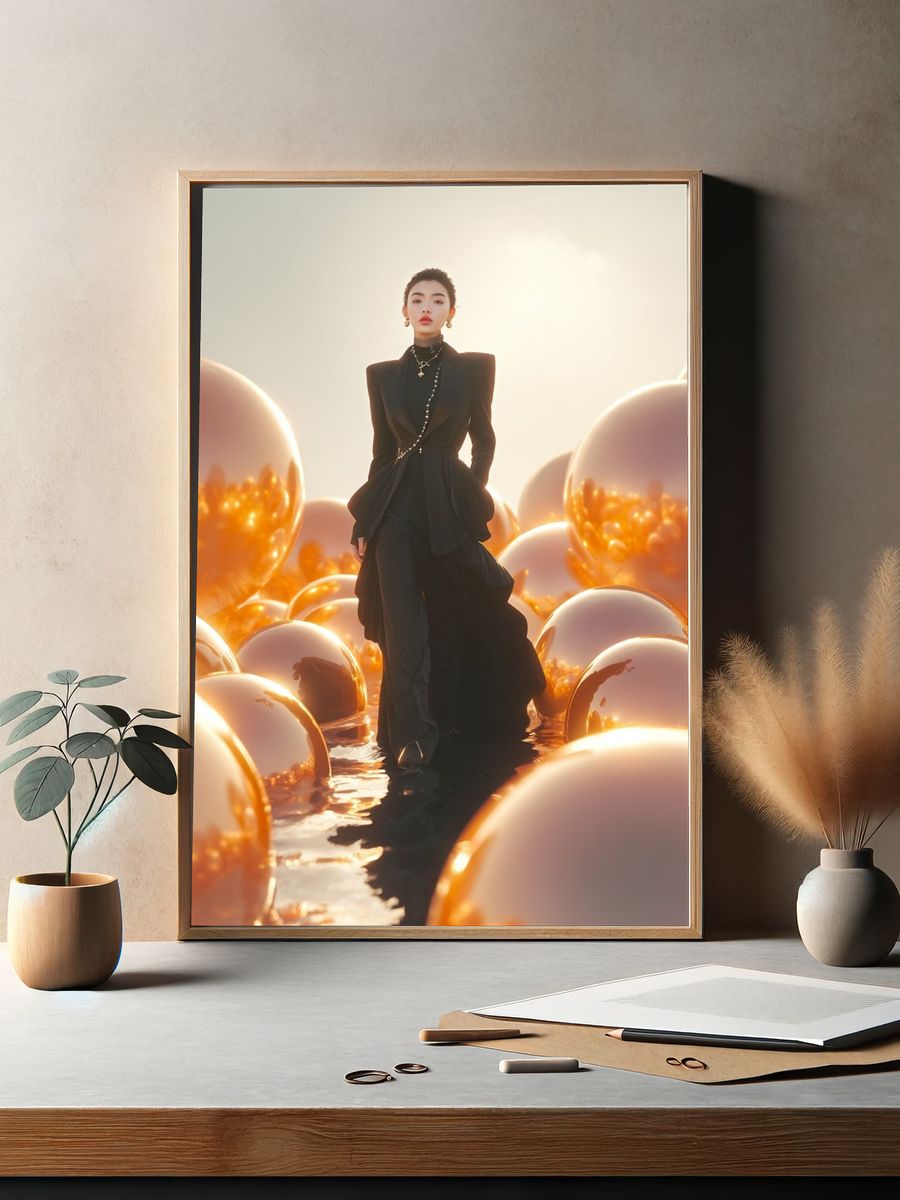Golden Fashion Portrait Poster. — room view 2