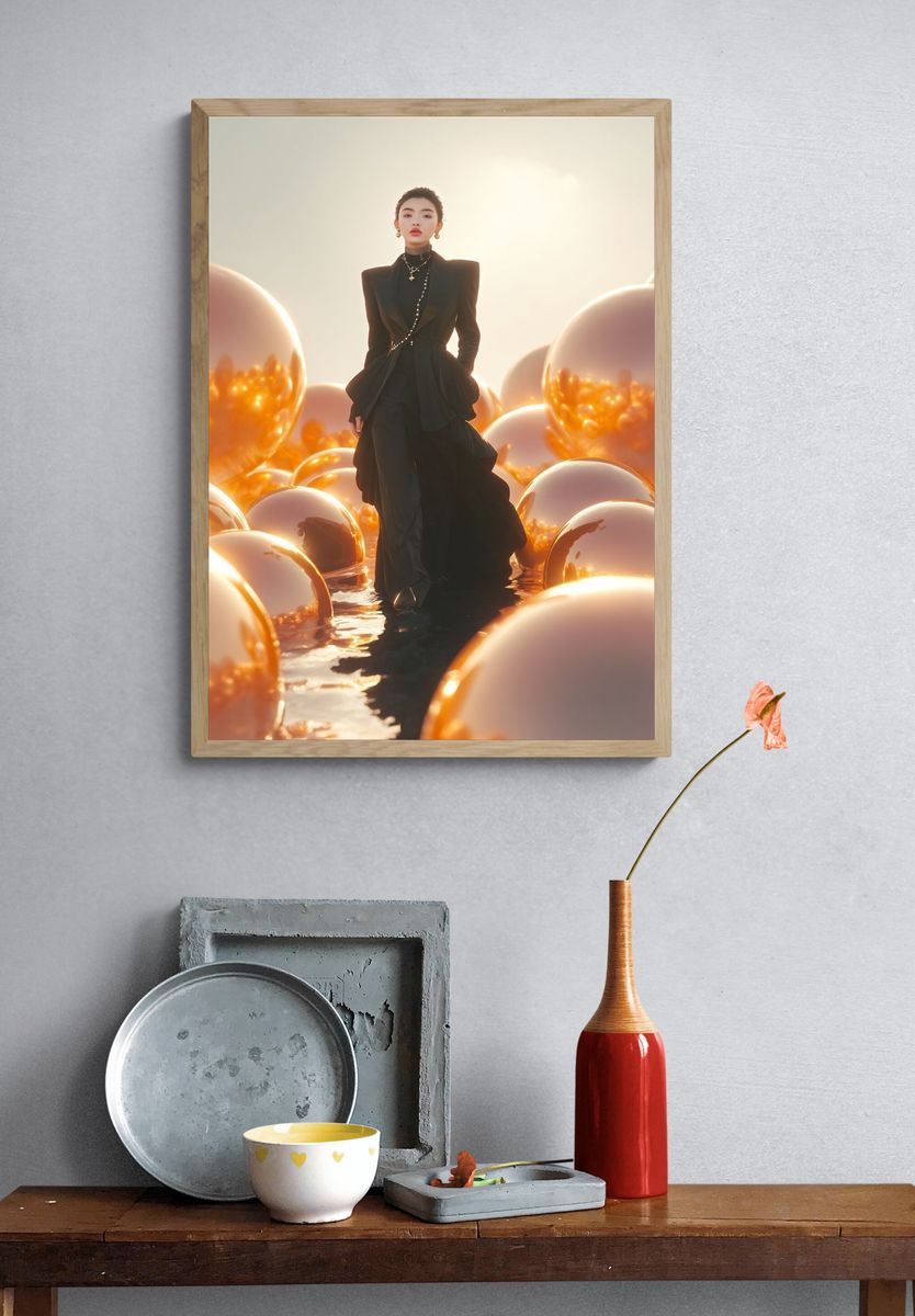 Golden Fashion Portrait Poster. — room view 3