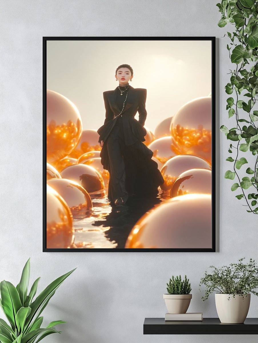 Golden Fashion Portrait Poster. — room view 4