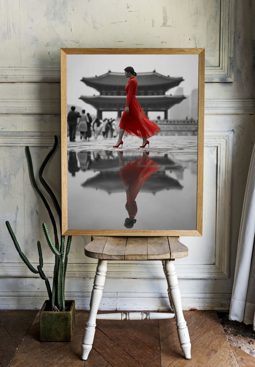 Red Dress in Seoul Fashion Poster. — room view 1