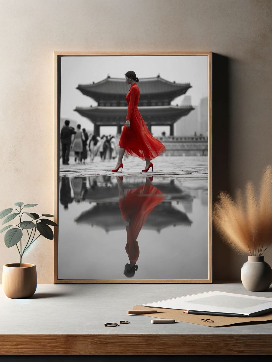 Red Dress in Seoul Fashion Poster. — room view 2