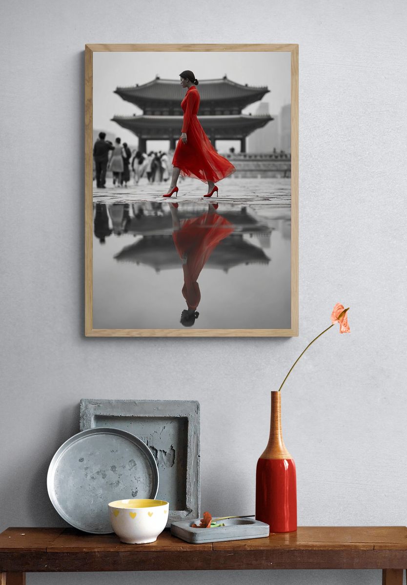Red Dress in Seoul Fashion Poster. — room view 3