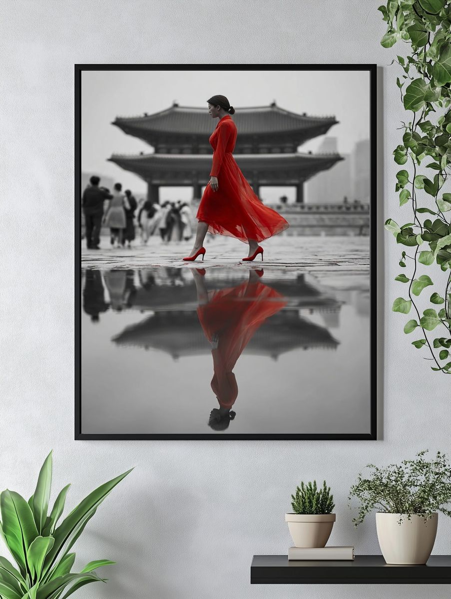 Red Dress in Seoul Fashion Poster. — room view 4