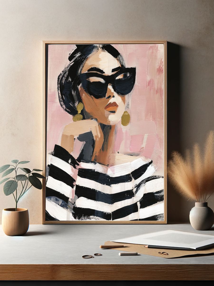 Chic Woman in Sunglasses — Fashion Print. — room view 2