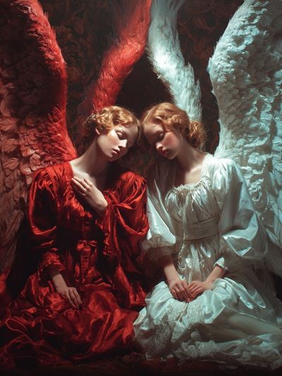 Twin Angels Surrealism Print. poster print