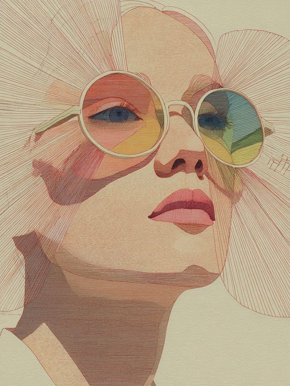 Stylish Woman in Sunglasses — Illustration Print. poster — illustration art