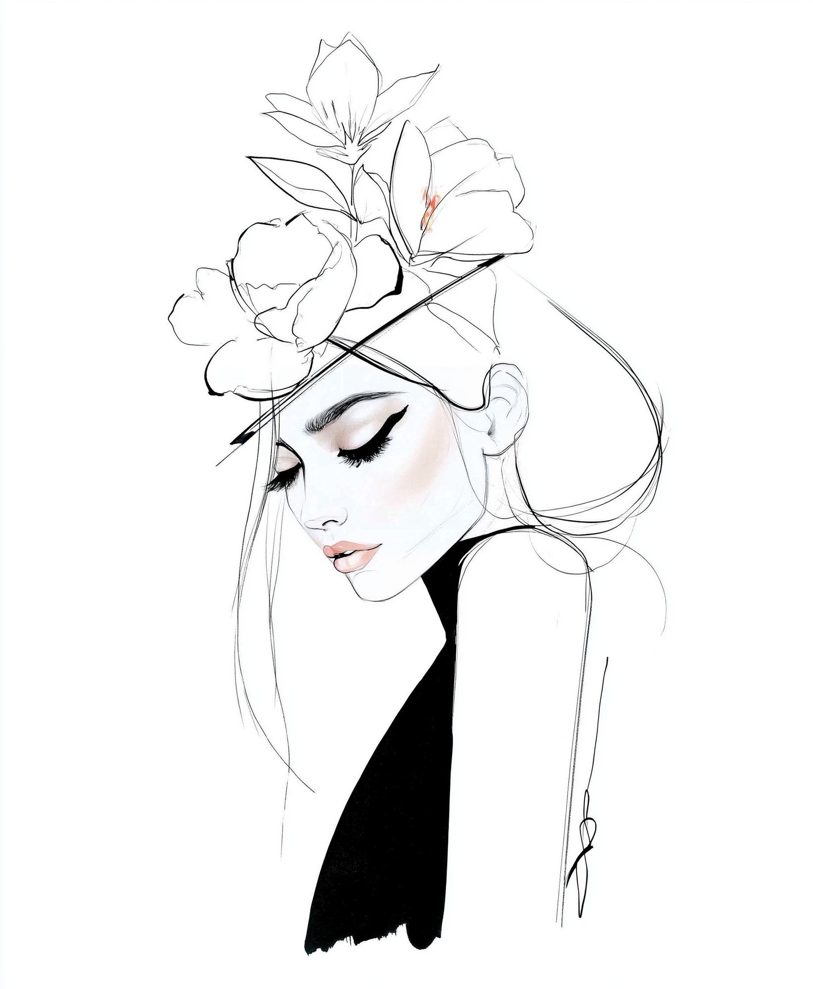 Elegant Floral Portrait Print. poster detail