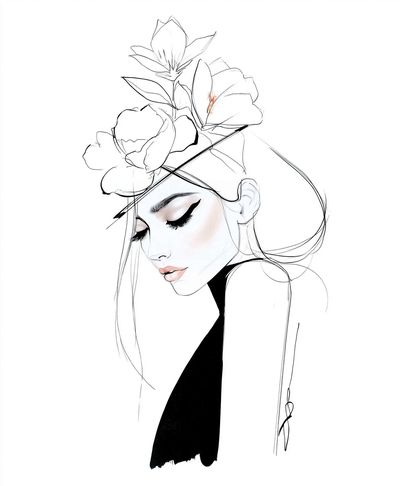 Elegant Floral Portrait Print.
