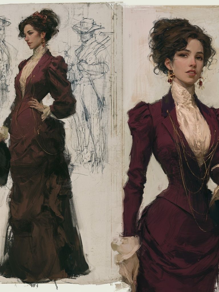 Victorian Fashion Study Print. poster detail