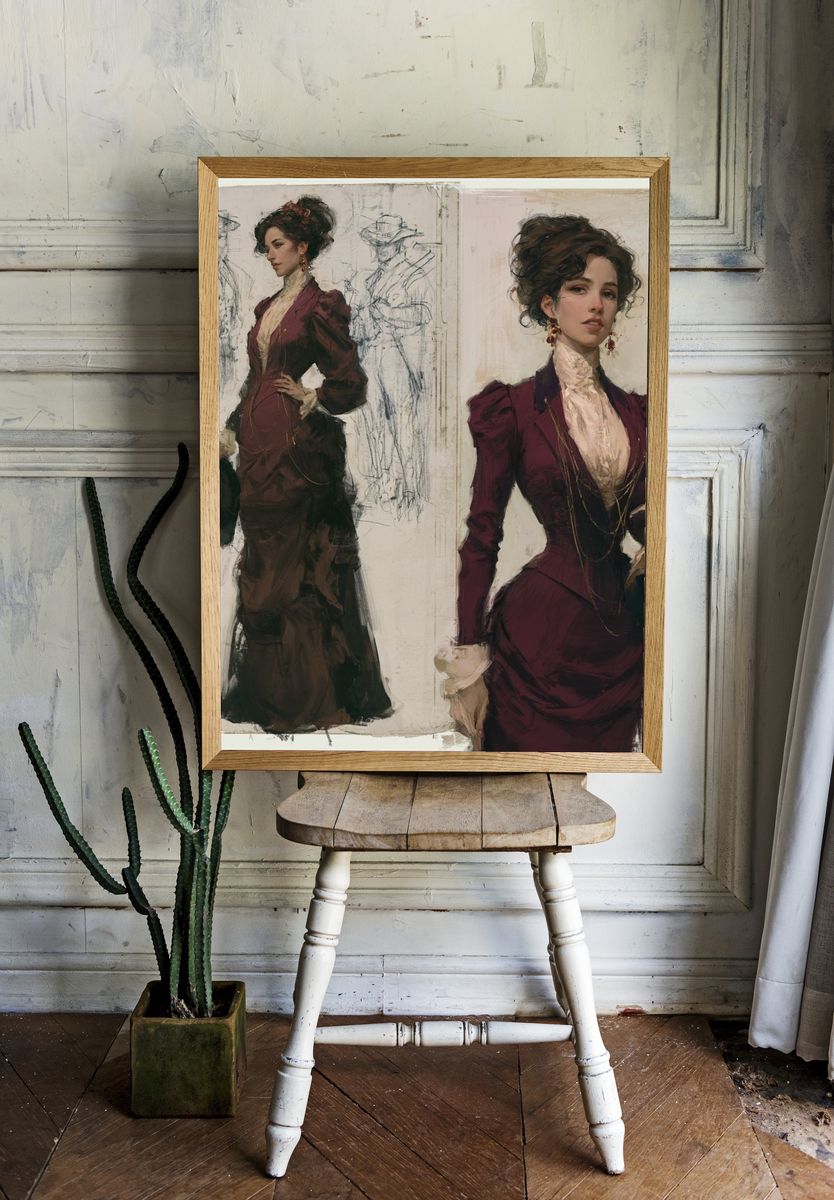 Victorian Fashion Study Print. room preview