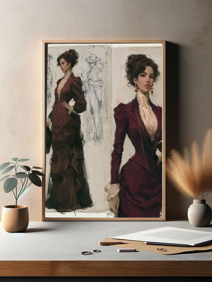 Victorian Fashion Study Print. — room view 2