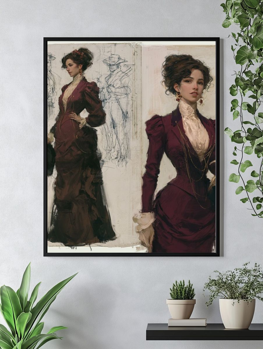 Victorian Fashion Study Print. — room view 4