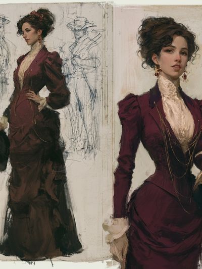 Victorian Fashion Study Print.