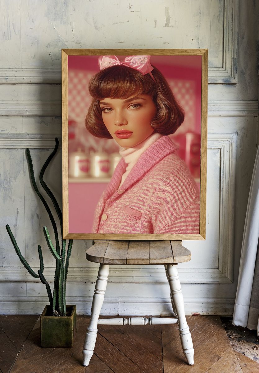 Pink Portrait Fashion Poster. — room view 1