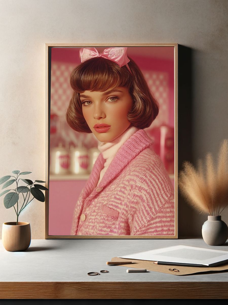 Pink Portrait Fashion Poster. — room view 2