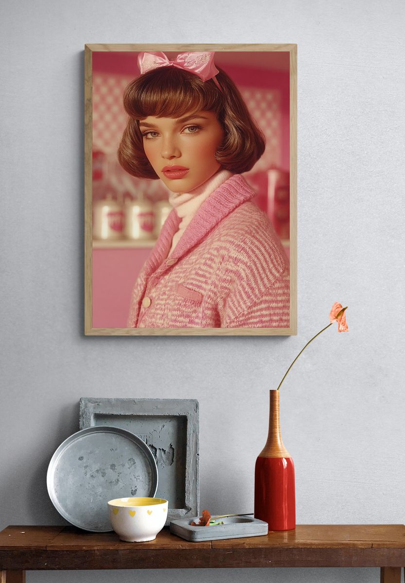 Pink Portrait Fashion Poster. — room view 3