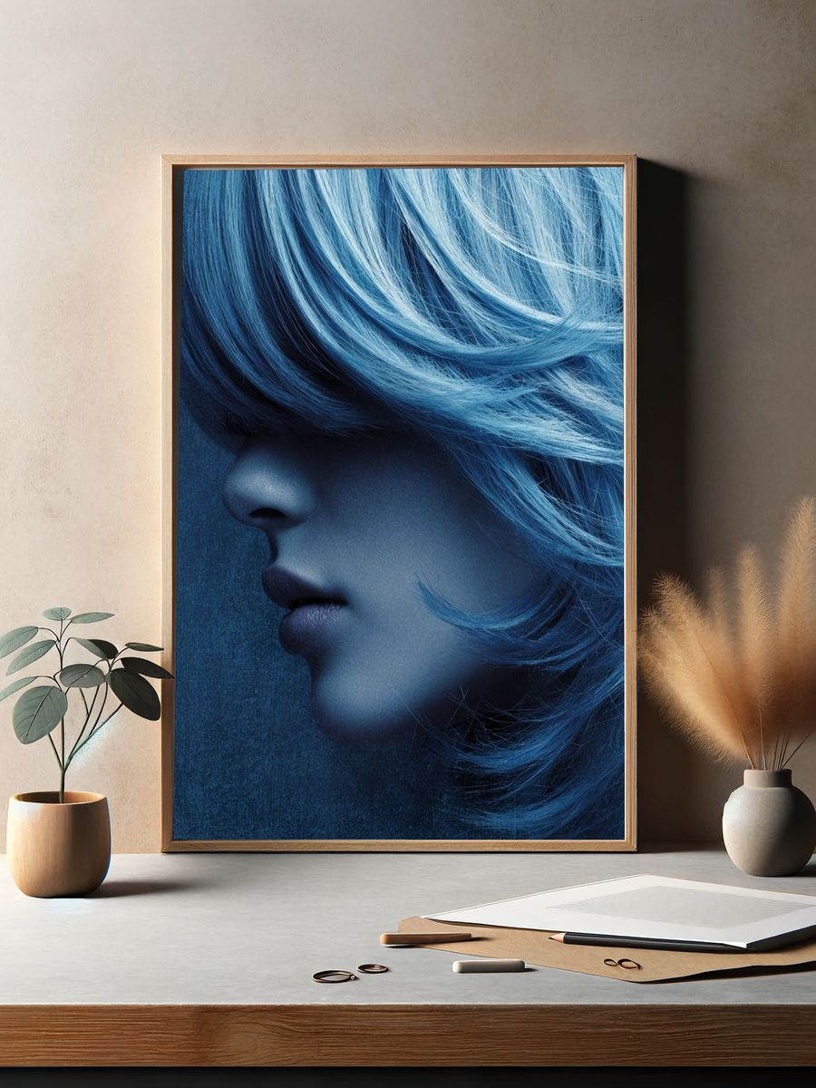 Blue Portrait Fashion Print. — room view 2