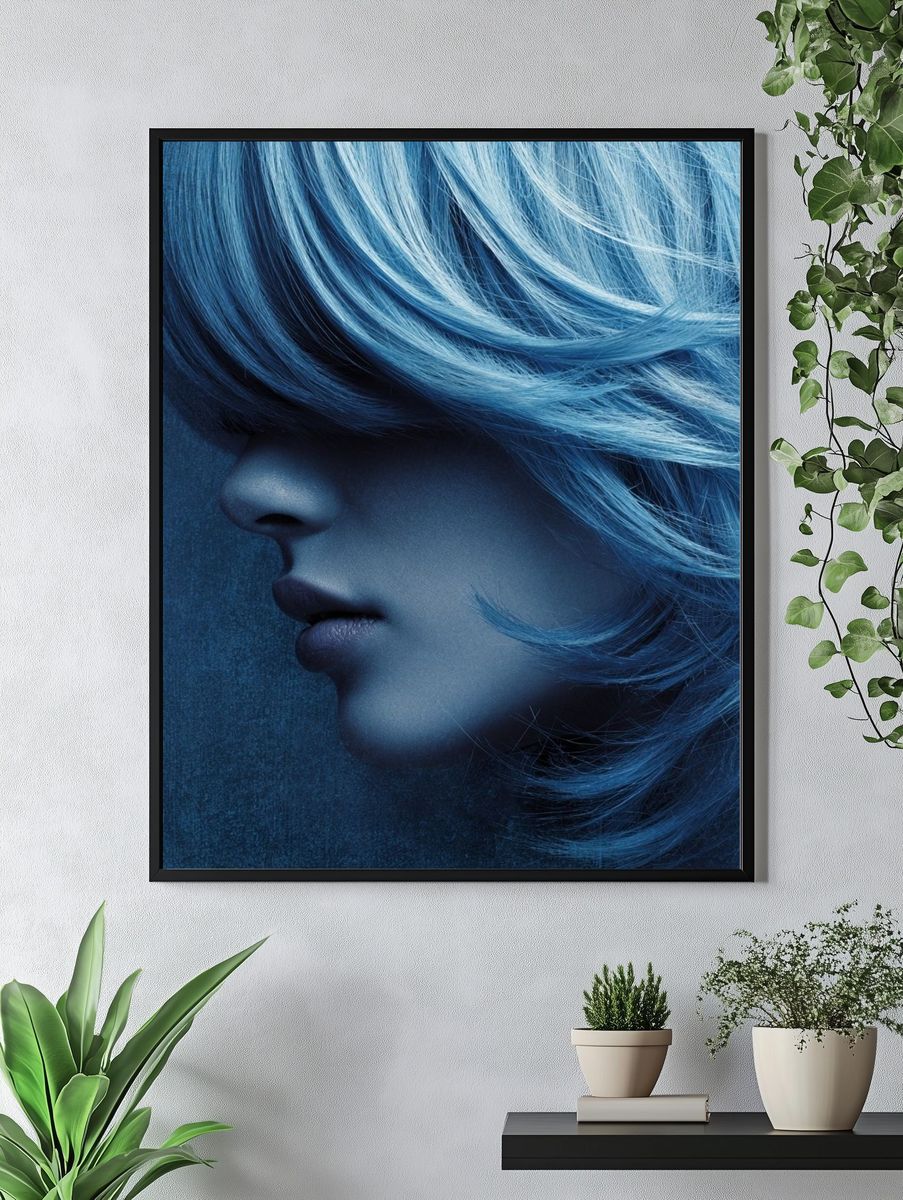 Blue Portrait Fashion Print. — room view 4