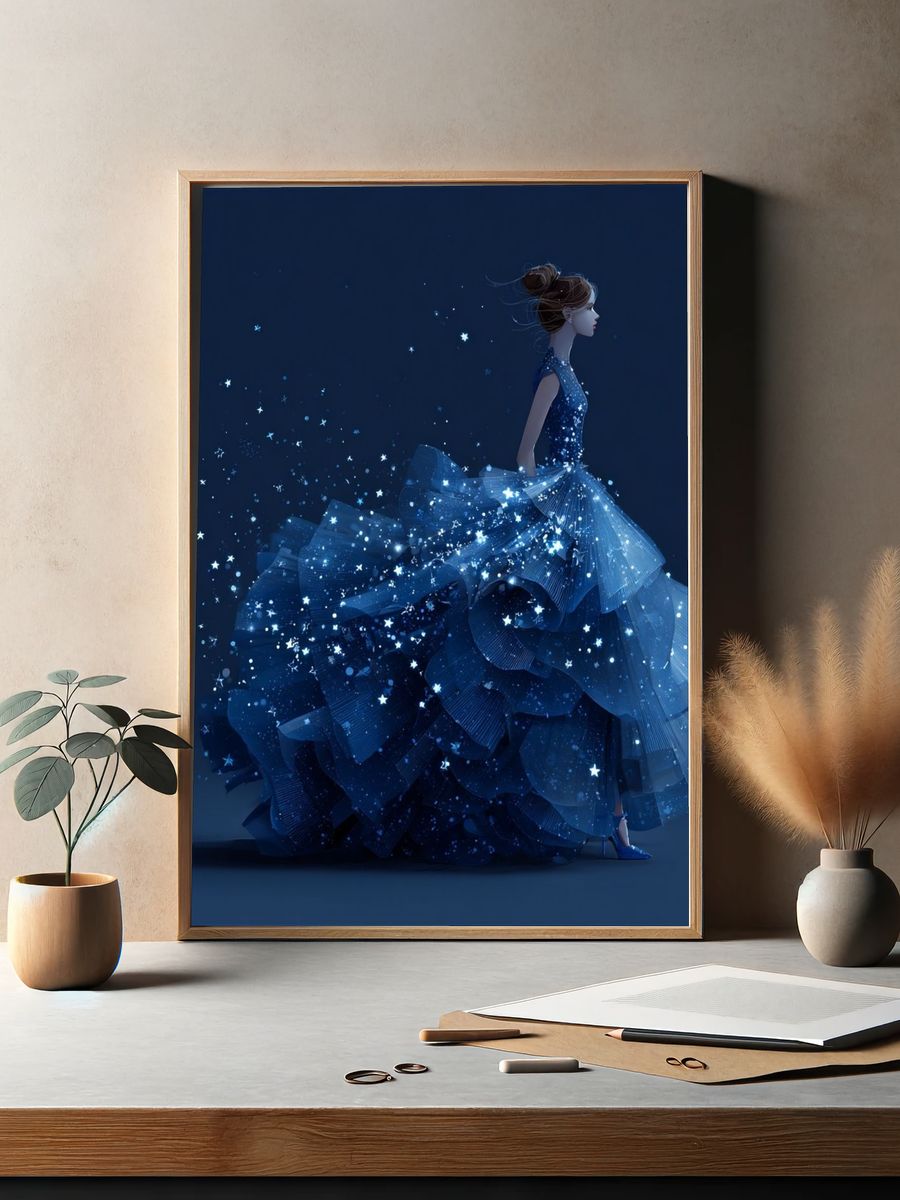 Starry Night Dress — Illustration Print. — room view 2
