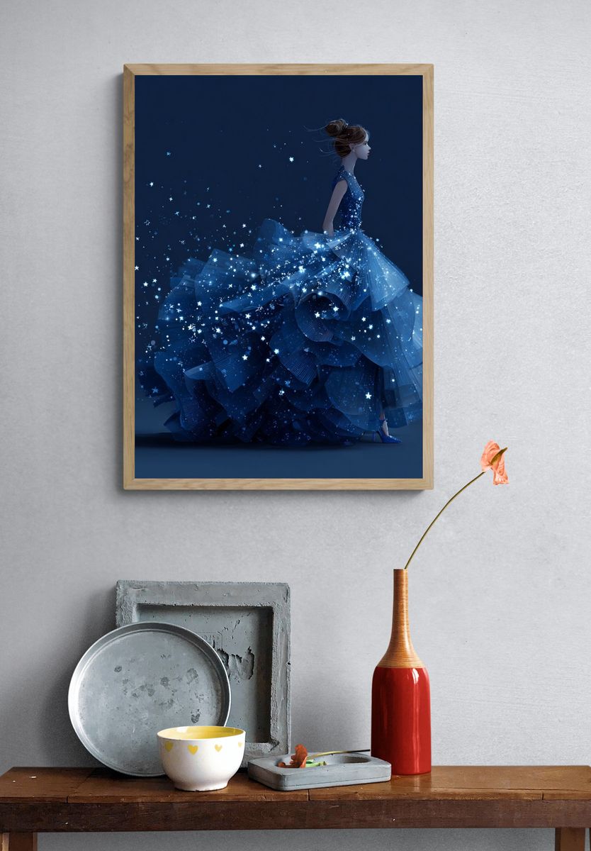 Starry Night Dress — Illustration Print. — room view 3