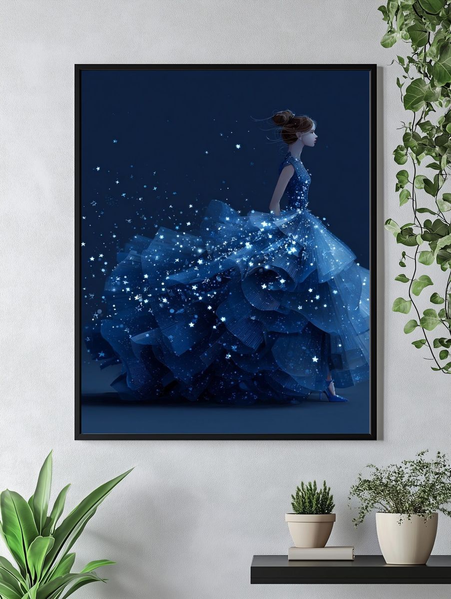 Starry Night Dress — Illustration Print. — room view 4
