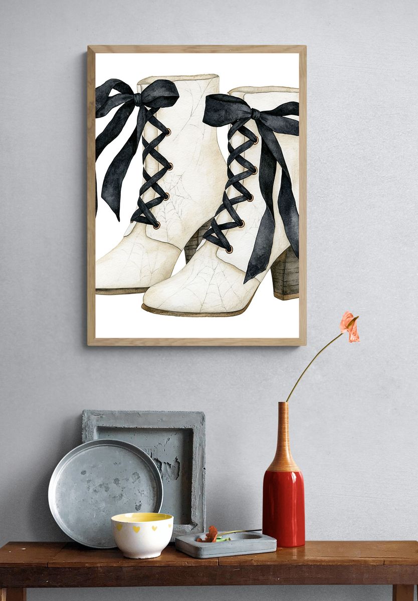 Lace-Up Ankle Boots Illustration Print. — room view 3