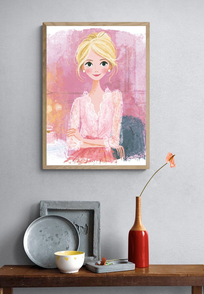 Blonde Fashion Portrait Illustration Poster. — room view 3