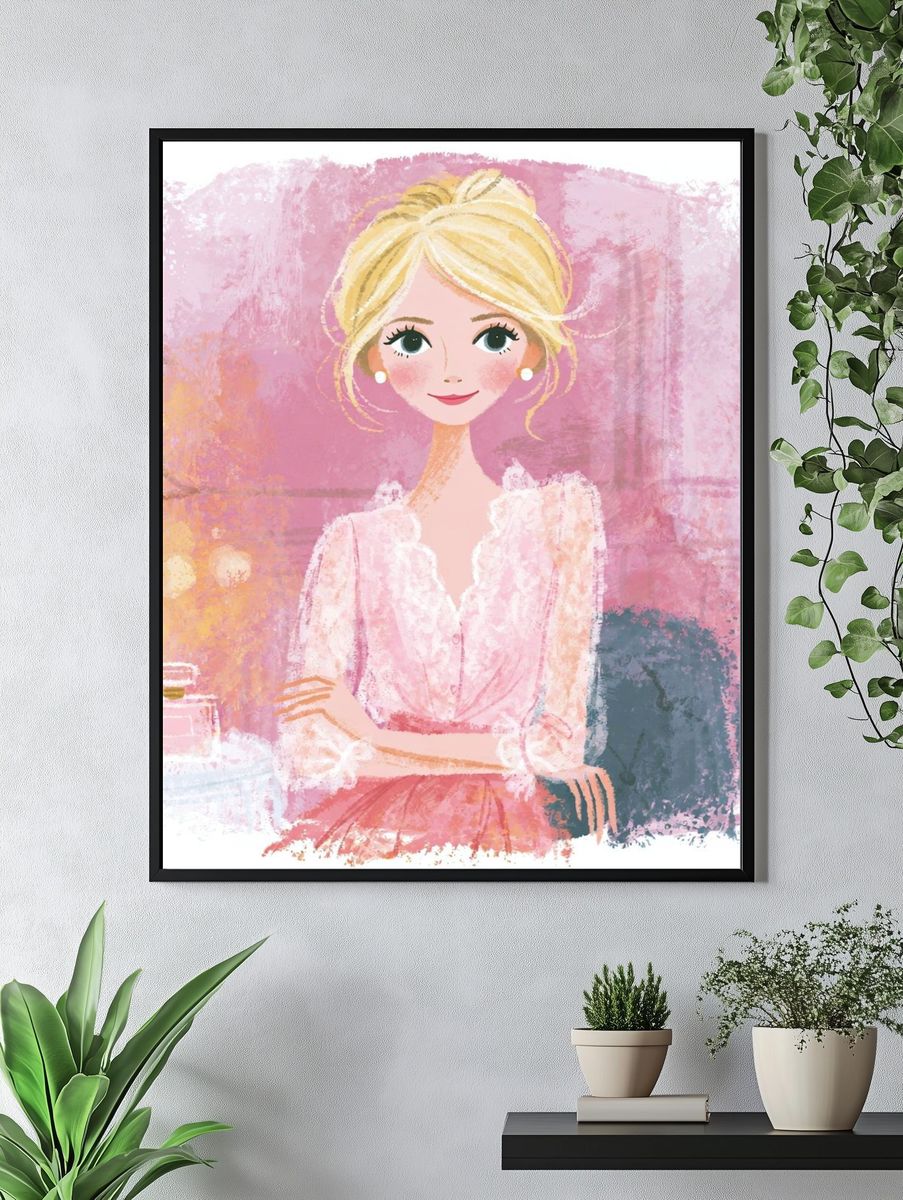Blonde Fashion Portrait Illustration Poster. — room view 4