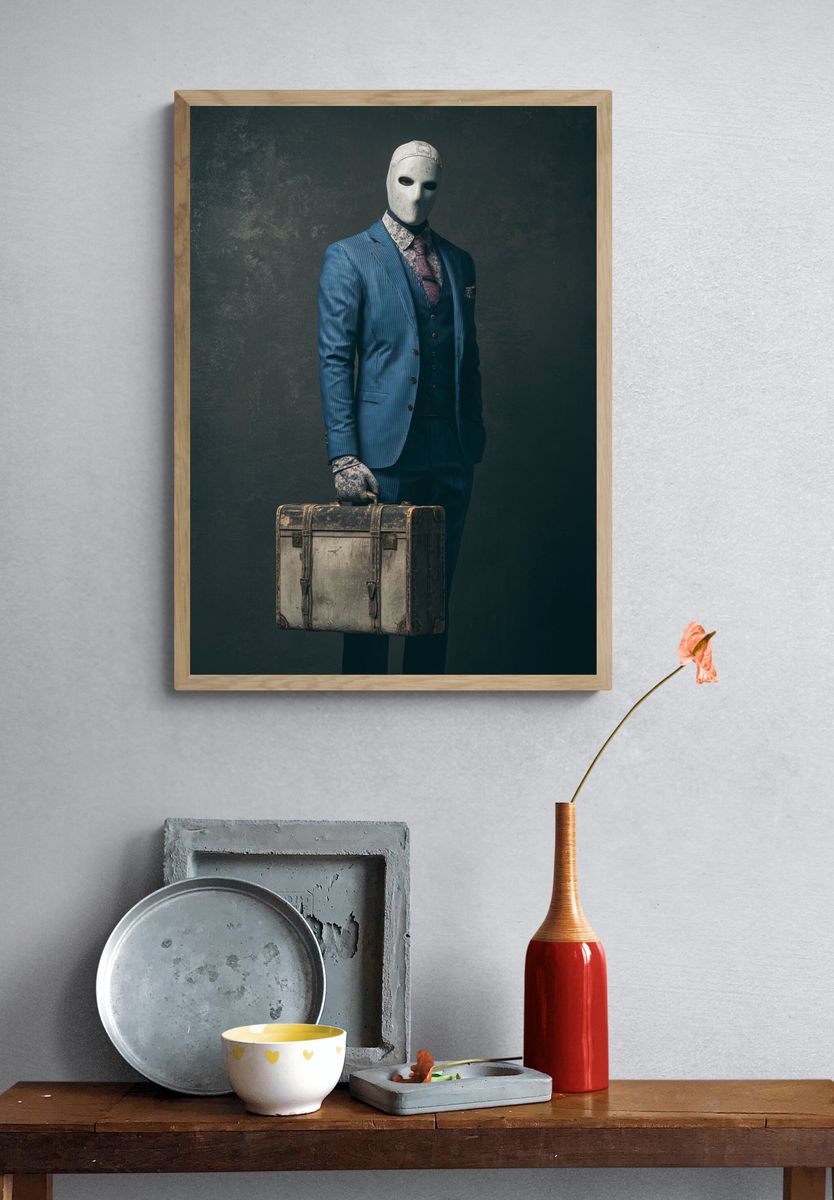 Masked Traveler Vintage Fashion Poster. — room view 3
