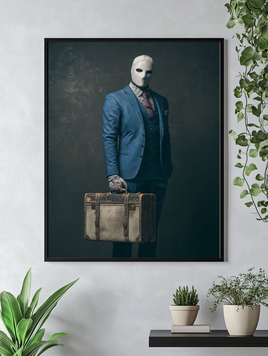 Masked Traveler Vintage Fashion Poster. — room view 4