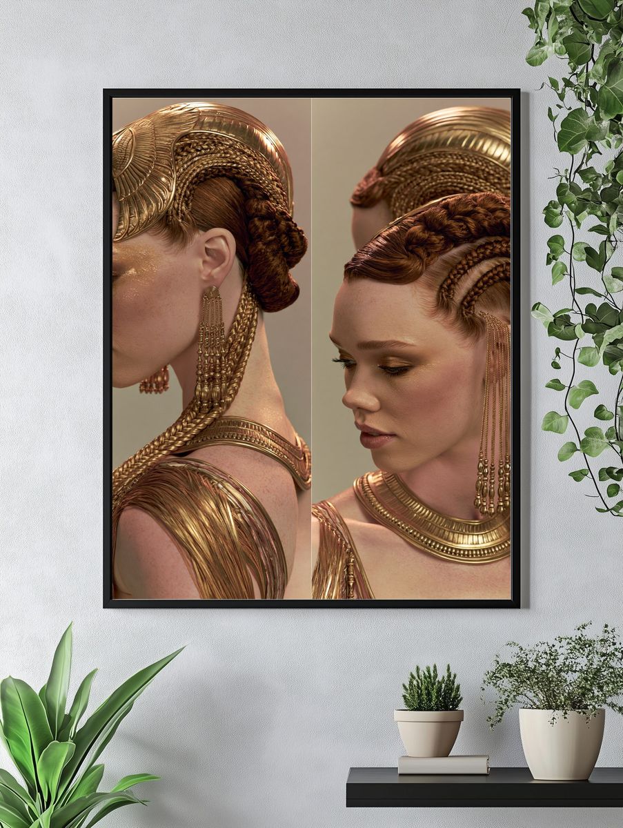Golden Braided Portrait Print. — room view 4