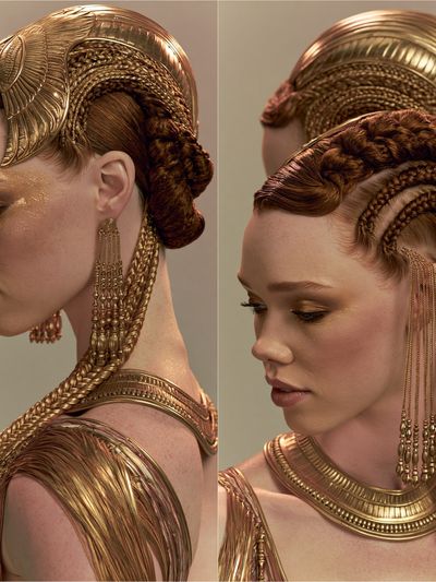 Golden Braided Portrait Print. poster