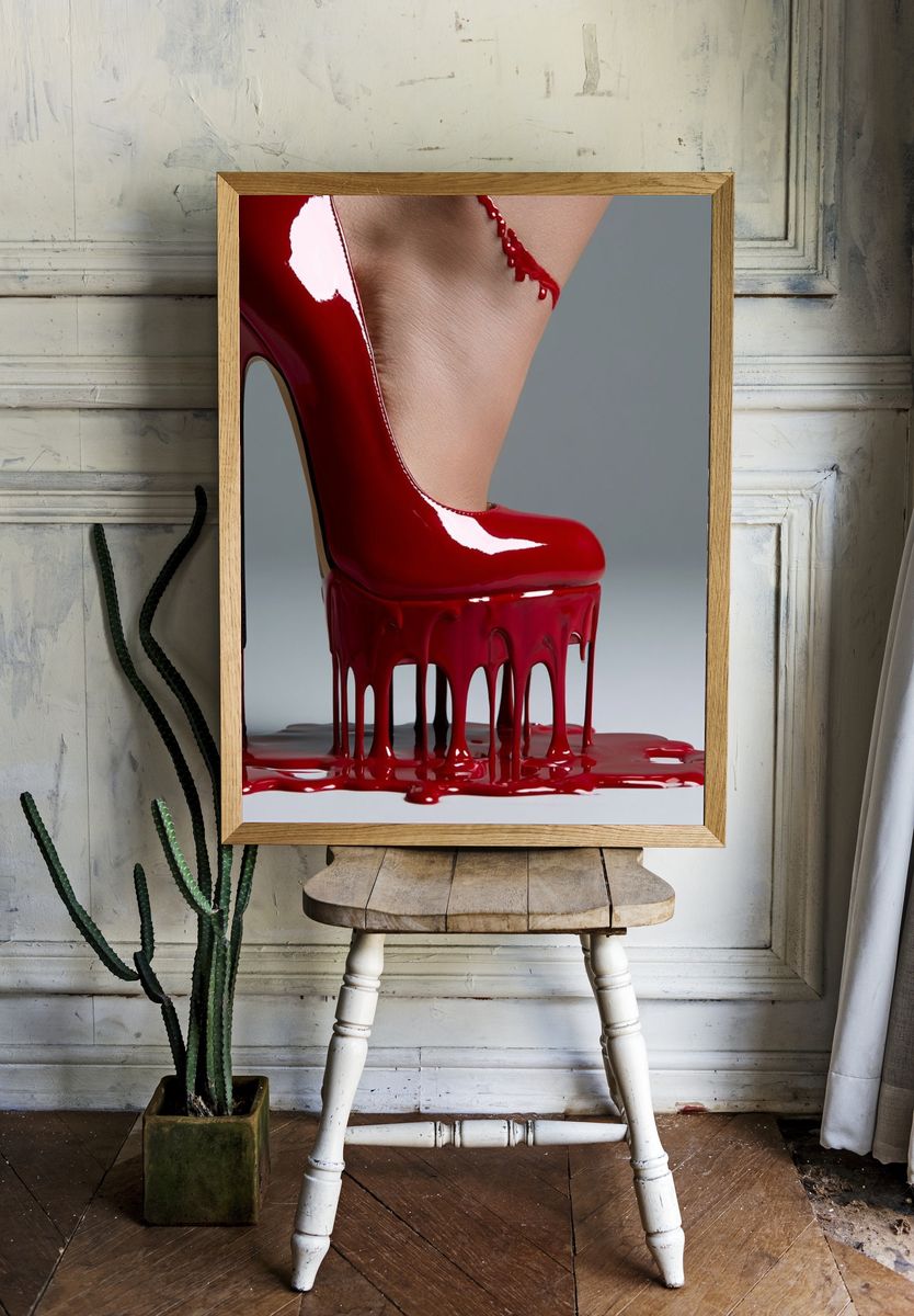 Red Stiletto Drip Fashion Poster. room preview