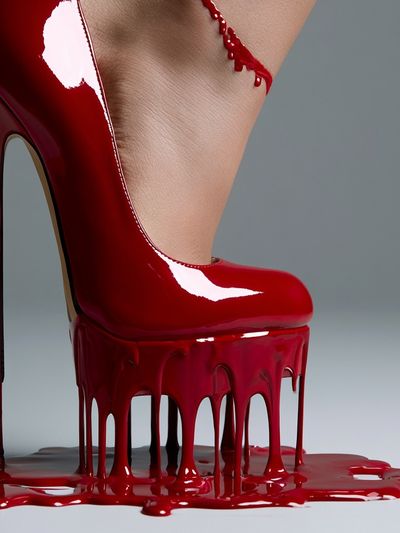 Red Stiletto Drip Fashion Poster.