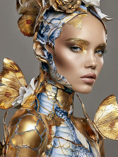 Gilded Butterfly Portrait Print.
