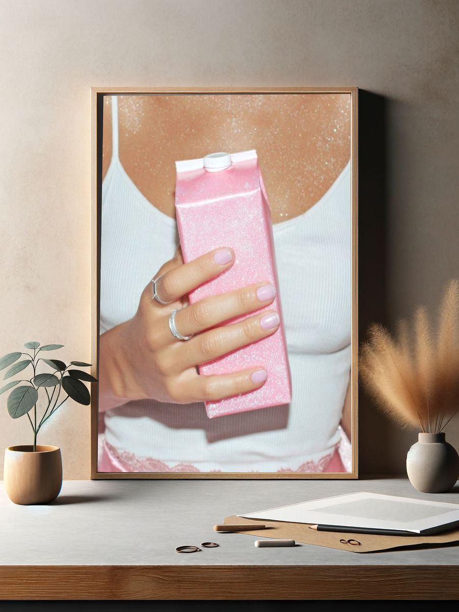 Pink Milk Carton — Fashion Print. — room view 2