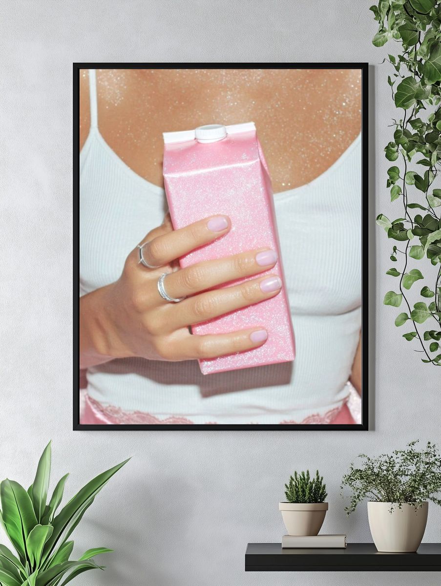 Pink Milk Carton — Fashion Print. — room view 4