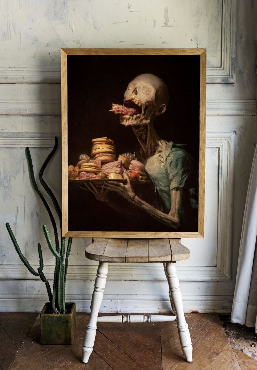 Macabre Feast Surrealism Poster. — room view 1