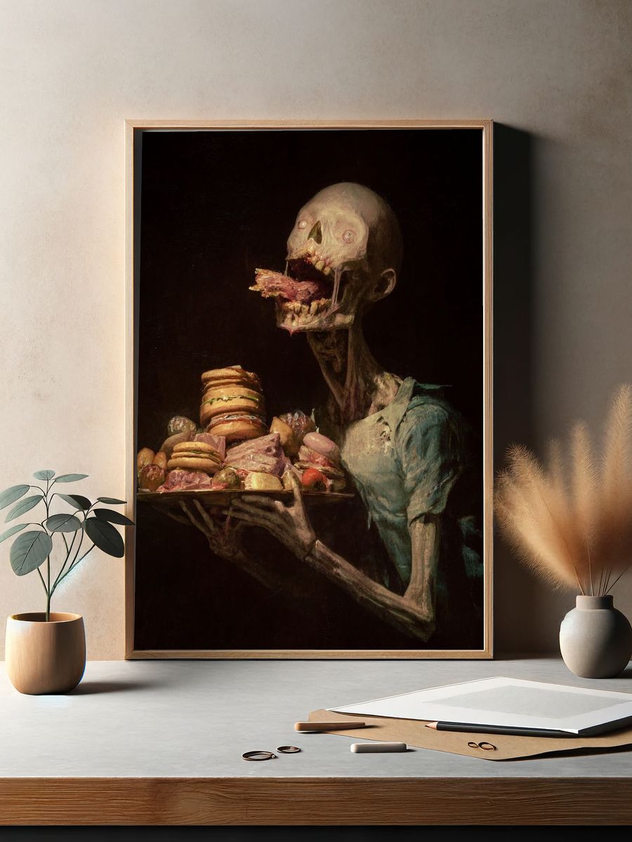 Macabre Feast Surrealism Poster. — room view 2