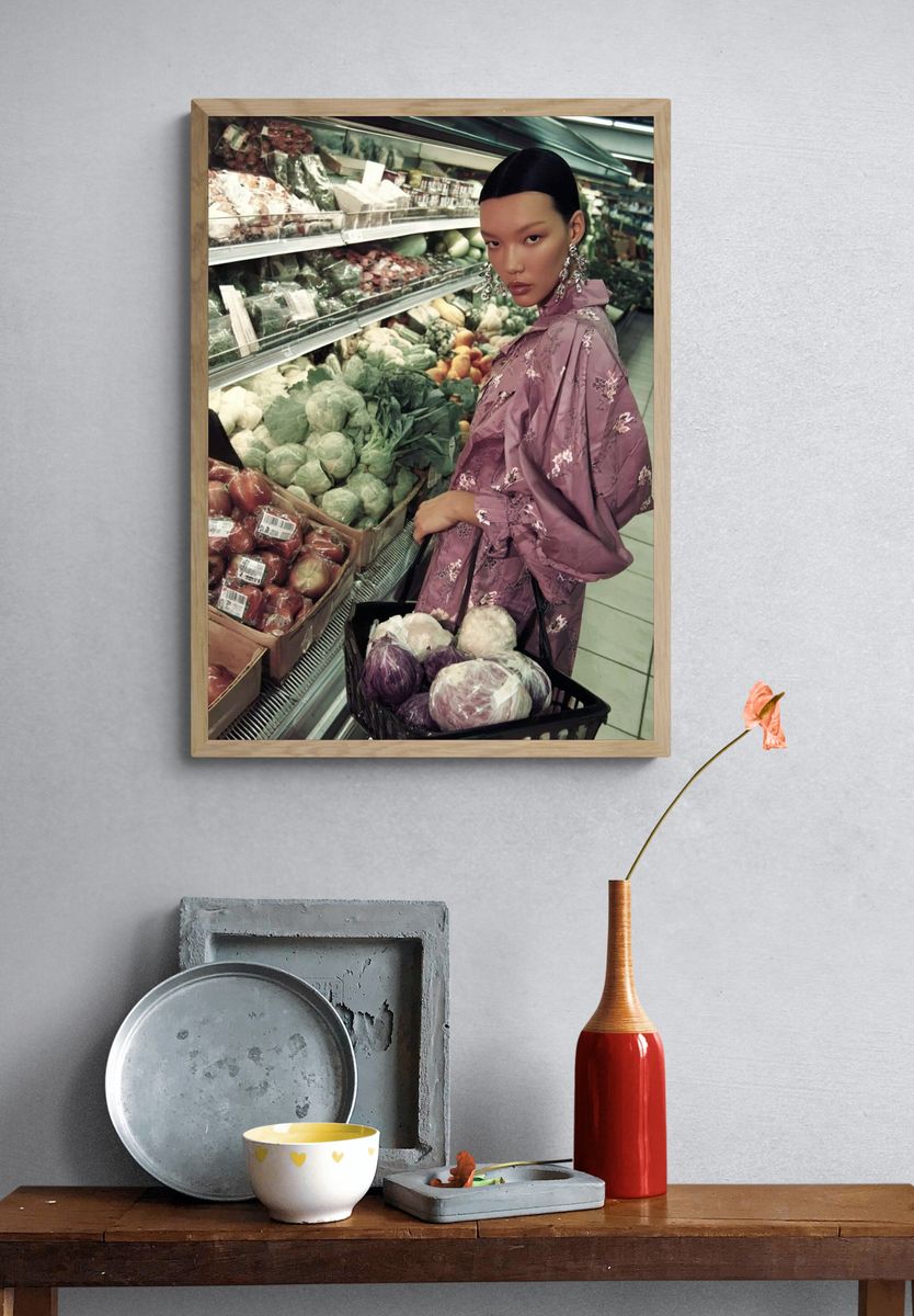 Fashion Model in Grocery Aisle Poster. — room view 3
