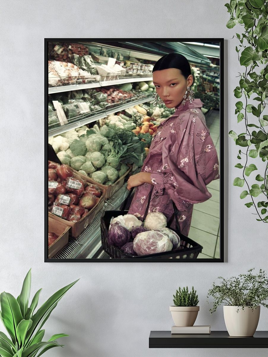 Fashion Model in Grocery Aisle Poster. — room view 4