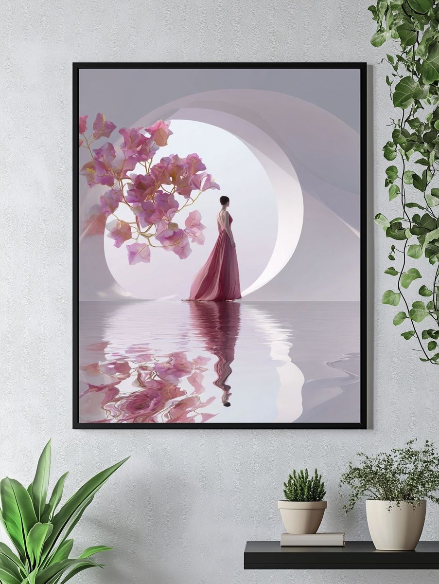 Pink Bloom Surrealism Poster. — room view 4